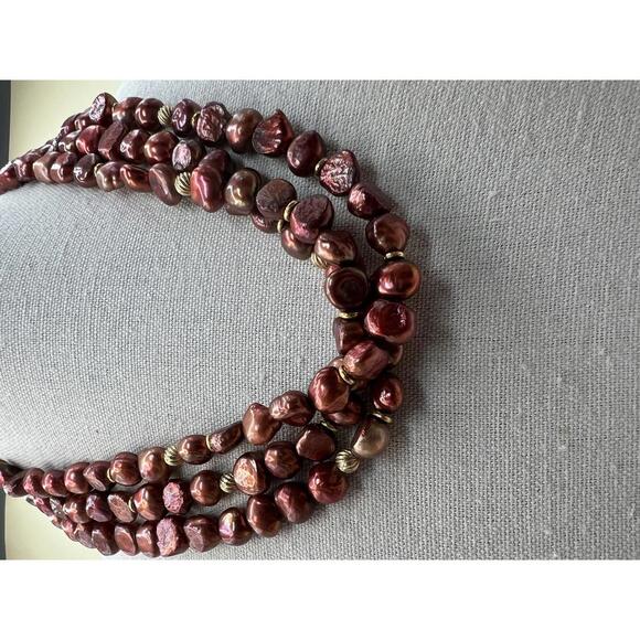 Multi-Strand Red Painted Stone Necklace - Picture 3 of 9